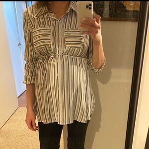 Isabel Maternity Striped Belted Shirt